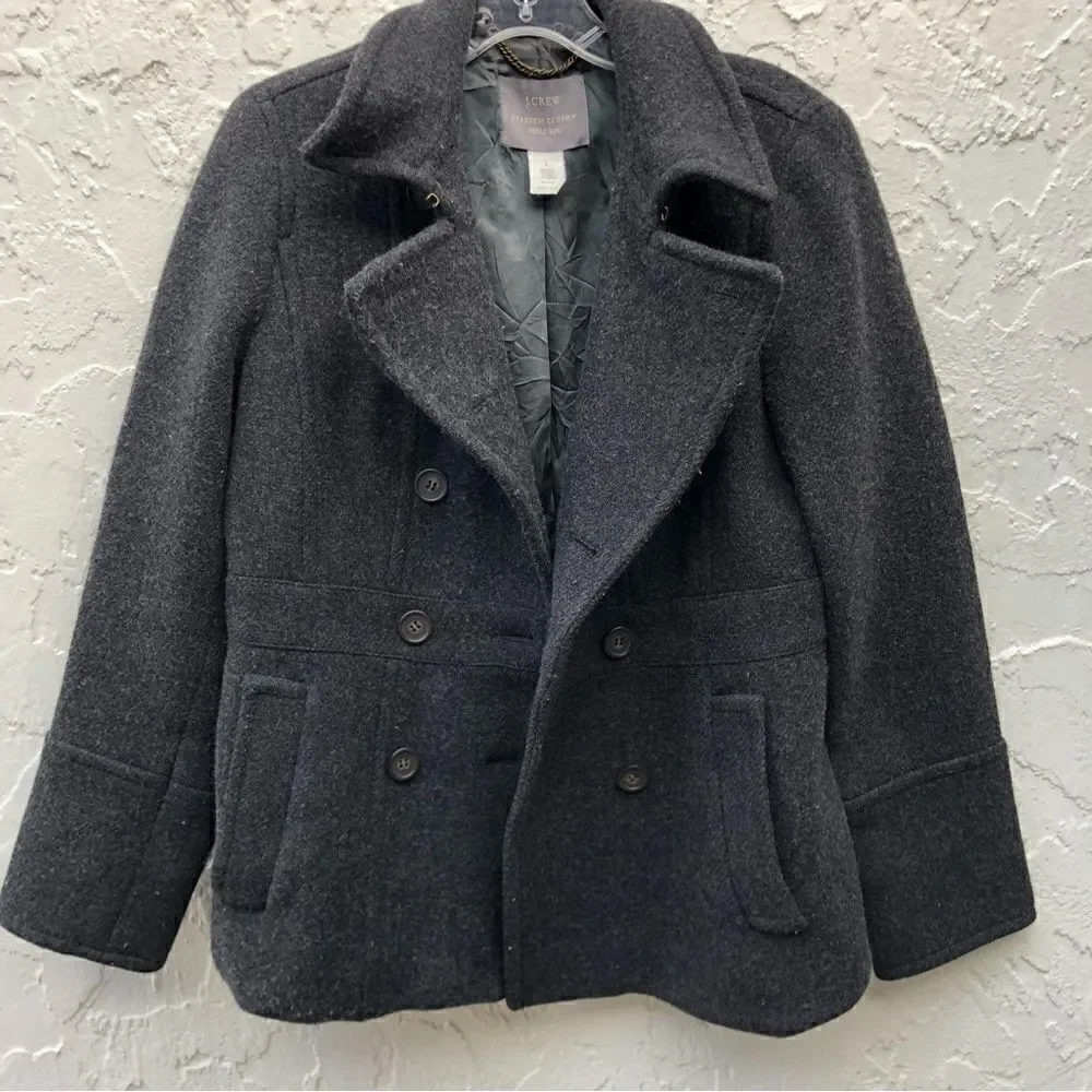 J. CREW Gray Wool Stadium Cloth Nello Gori Peacoat Jacket Blazer Double Breasted - Picture 7 of 8
